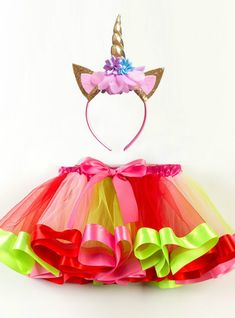 Halloween Pink Tutu Costume Toddler Girls Dress Up with Silver Star Magic Wand & Flower Princess Crown Purim Festival, Girl Unicorn Costume, Tutu Skirt Outfit, Unicorn Horn Headband, Children Names, Baby Kostüm, Rainbow Skirt, Girl Tutu Skirt, Rainbow Tutu