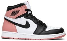 Appearing with a similar design as the iconic Black Toe offering of the Jordan 1 . this particular rendition of the classic basketball sneaker applies almost the exact same color placement . but with Rust Pink tones on the heel and outsole instead of red. The upper is also constructed with a premium leather application [...] Jordan 1 Retro High Turbo Green, Jordan Rose, Basketball Nike, Painted Nikes, Custom Jordans, Basket Style, Jordan Shoes Girls, Cute Nike Shoes, Fresh Shoes