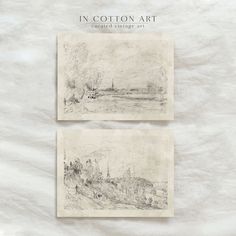 two drawings on paper with the title in cotton art