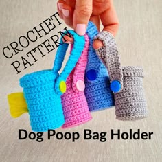 crochet pattern for dog poop bag holder, with text overlay that reads'crochet pattern '