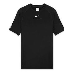 Men's Nike x Drake Crossover NOCTA Series Solid Color Minimalistic Logo Printing Basketball Sports Short Sleeve Black T-Shirt DM1733-010 (Men's/Short Sleeve) Black Training T-shirt With Logo Print, Black Crew Neck T-shirt For Running, Nike Black Athleisure T-shirt, Nike Athleisure Training T-shirt, Nike Go-dry T-shirt, Nike Technical T-shirt For Workout, Nike Technical Workout T-shirt, Nike Athletic Fit T-shirt For Training, Technical Black T-shirt For Running