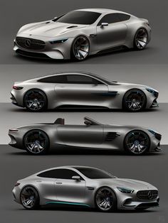 three different views of the mercedes concept car