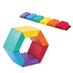 two colorful blocks sitting next to each other