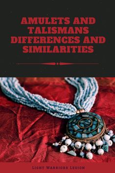 the cover of an article about jewels and talimans, with beads hanging from it