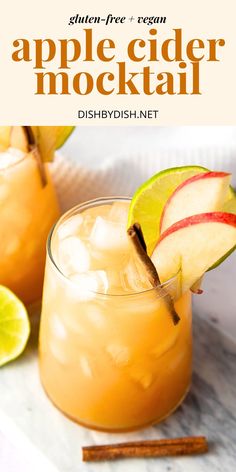 A glass of apple cider mocktail garnished with sliced apples Fall Mock Tails, Thanksgiving Drinks Non Alcoholic, Apple Mocktail, Thanksgiving Cider, Fall Punch Recipes, Cold Apple Cider, Ginger Ale Drinks, Apple Cider Bar, Holiday Mocktail