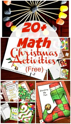 christmas activities for kids with the text overlay that reads 20 math christmas activities free