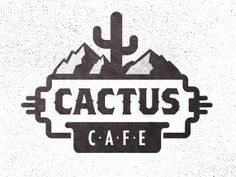 the cactus cafe logo is shown in black and white