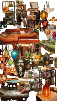 a collage of different furniture and decor items