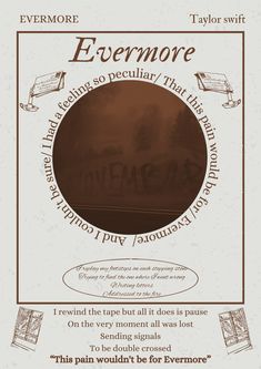 an advertisement for evermore that is in brown and white with the words nevermore on it