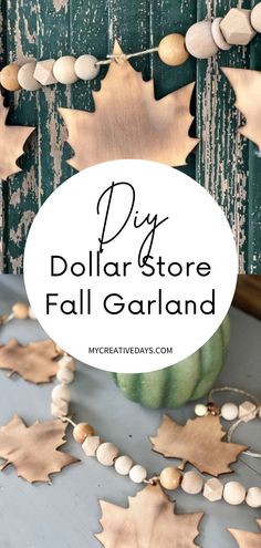 diy dollar store fall garland with leaves and acorns