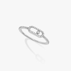 White Gold Diamond Pavé Ring Move Uno | Messika 05630-WG Push Ring, Messika Jewelry, Large Diamond Rings, S King, Womens Jewellery, French Luxury, Daily Jewelry, Pave Diamond Ring, Gold Models