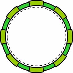 a green and white circular frame with stitching on the edges, in an oval shape