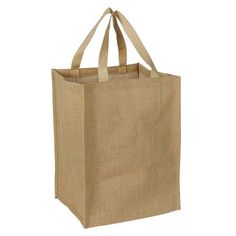 a large jute bag with handles on an isolated white background