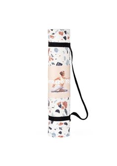 a yoga mat bag with an image of a woman on it