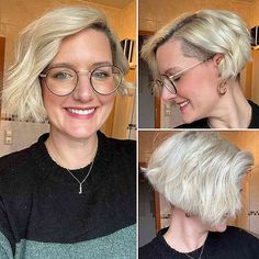 Short Ice White Asymmetric Bob Asymmetric Bob, Classic Haircut, Choppy Layers