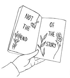 hand holding two books with the words not the end and the story written on them