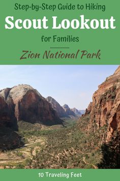 the front cover of a guide to hiking scout lookouts for families in arizona national park