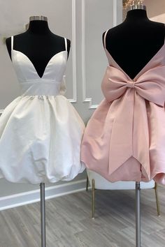 Big Bow Dress Short, Fancy Bridesmaid Dresses Short, Party Cocktail Dress, Satin Homecoming Dress, Short Party Dress, Bow Knot, Homecoming Dresses Short, Stretch Satin, Homecoming Dress