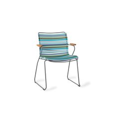 a blue and green striped chair on a white background