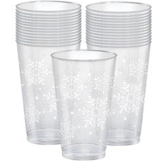 frosted glass cups with snowflakes on them