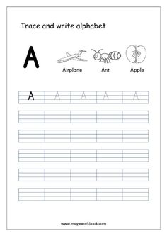 trace and write alphabet worksheet for kids to practice their handwriting with the letter a