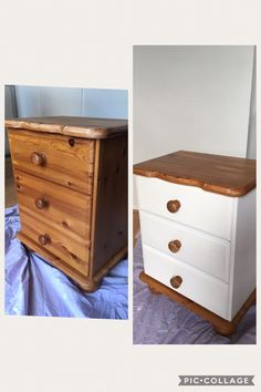 two different views of an old dresser