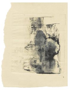 an abstract piece of paper with black and white paint