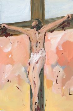 a painting of a man on the cross