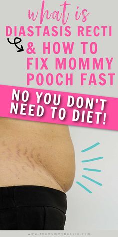 a woman's stomach with the words what is diastasis regt and how to fix mommy pooch fast