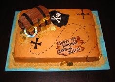 a birthday cake with pirate theme on it