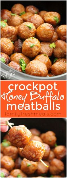 crockpot honey buffalo meatballs are an easy appetizer