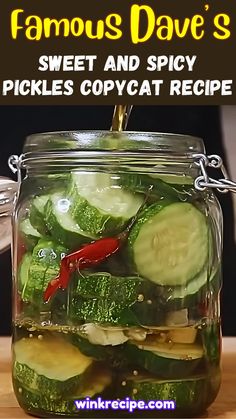 a jar filled with pickles and sliced cucumbers