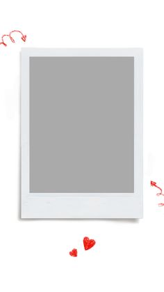 a white frame with red hearts on the side and two smaller ones in front of it