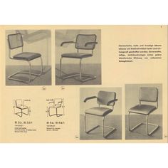 an advertisement for a chair with four different types of seats and the description below it