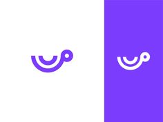 two different logos that have been designed to look like eyes and smiling faces, one is purple