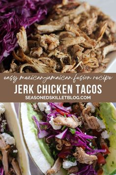 Jerk Chicken Tacos Jerk Chicken Sauce, Jerk Recipes, Jerk Chicken Tacos, Jamaican Twist, Jerk Recipe, Jerk Marinade, Jerk Chicken Recipe, Jamaican Jerk Chicken, Marinated Chicken Thighs