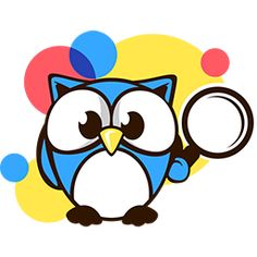 an owl holding a magnifying glass in its hand