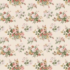 a floral wallpaper with pink and white flowers