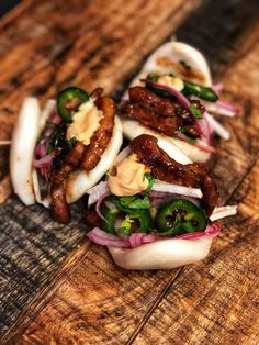 some food that is on top of a wooden table