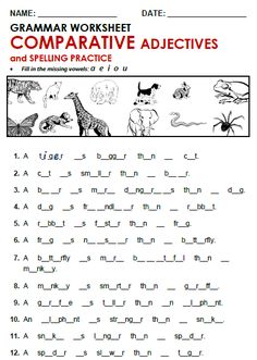 the worksheet for comparing and spelling words in english with pictures of animals on them