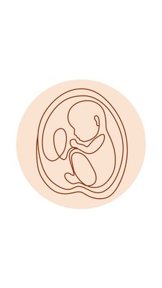 a drawing of a baby in the center of a circle on a white background with brown lines