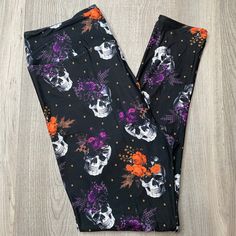 The soft brushed texture of the fabric gives you a little warmth while still being breathable, making them perfect for year round wear. Wear them as yoga leggings or pair them with a tunic, they really are that versatile. Super soft double brushed 92 poly/8 spandex blend material with a yoga band. Fall Fashion Colors, Yoga Band, Halloween Floral, Skull Leggings, Floral Skull, Floral Leggings, Dec 30, Soft Leggings, Striped Leggings