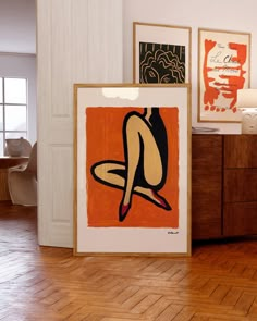 Bernard Villemot Poster Print | Orange Bally, 1967 Bernard Villemot  was a French graphic artist known primarily for his iconic advertising images for Orangina, Bally Shoe, Perrier, and Air France. He was known for a sharp artistic vision that was influenced by photography, and for his ability to distill an advertising message to a memorable image with simple, elegant lines and bold colors. This poster is printed on museum-grade matte paper sourced from Japan, harnessing advanced giclée printing San Francisco Bedroom, Painting Above Bed, Room Frames, Mid Century Modern Painting, Art For Apartment, Appartment Decor, Japan Restaurant, Art On Wall, Restaurant Wall Art