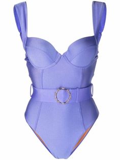 Shop Noire Swimwear belted one piece swimsuit with Express Delivery - FARFETCH Purple Bathing Suit, Swimsuit Purple, Miami Swimwear, Purple Swimsuit, Purple Belt, Ruched Swimsuit, High Neck Swimsuits, Long Sleeve Swimwear, Push Up Swimsuit