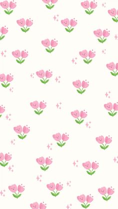 pink flowers and stars on a white background