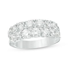 Remind her you'd marry her all over again with this mesmerizing diamond anniversary band. Crafted in cool 10K white gold, this two-row dazzler features 14 diamonds - the largest the eight 1/3 ct. stones in the center - in a look that indulges her love of sparkle. Captivating with 4 cts. t.w. of diamonds and a brilliant buffed luster, this anniversary band is a beautiful symbol of your continued affection. Beach Jewelry Diy, Eternity Engagement Ring, Mens Diamond Wedding Bands, Diamond Anniversary Bands, Tiffany Jewelry, Diamond Anniversary, Jewelry Model, Anniversary Bands, Diamond Pendant Necklace