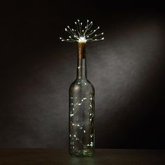 Turn your favorite wine bottle into a stunning centerpiece. These twinkling string lights include a bright starburst topper to bring an enchanting sparkle to any empty bottle. Includes 3 feet of 60 lights. Battery powered. Wine Bottle Dimensions, Twinkling String Lights, Twinkle String Lights, Hand Painted Wine Bottles, Battery String Lights, Wine Bottle Corks, Battery Powered Light, Bottle Corks, Beautiful Centerpieces