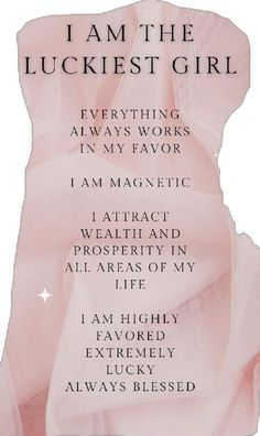 i am the luckiest girl poem on a pink background with white stars and text