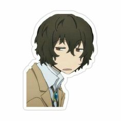 an anime character with black hair wearing a suit and tie sticker on a white background