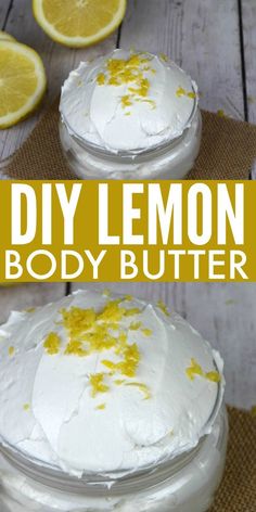 Homemade body butter recipe, Whipped body butter, homemade beauty products. #homemade #beauty #bodybutter Lemon Body Butter, Body Butter Recipe Whipped, Body Butter Recipe Homemade, Diy Lotions, Butter Homemade, Skincare Recipes